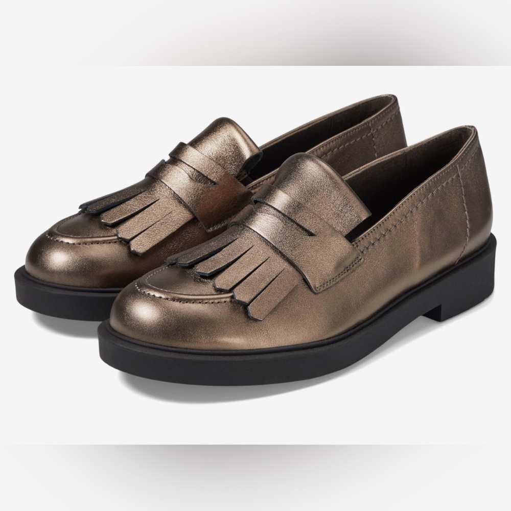 Paul Green NWOB Stacy Flat Women's Leather Shoes Loafers Grunge Metallic US 9.5